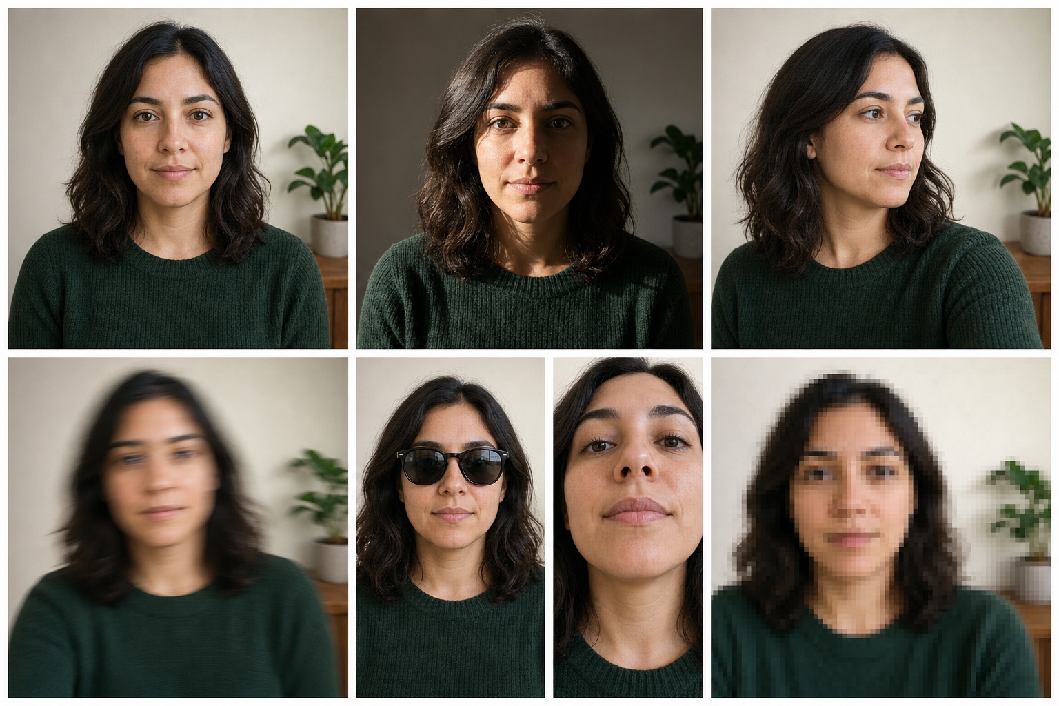 Portrait photo examples showing lighting and framing for AI age detection